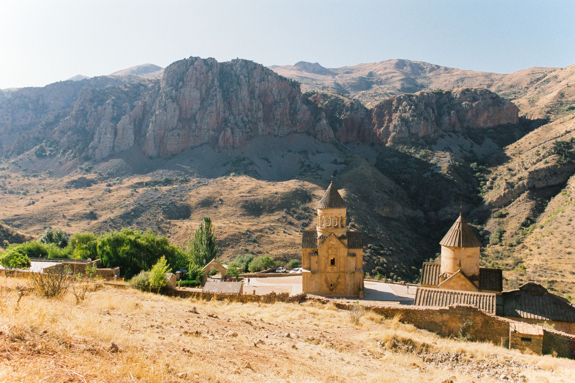 Mount Ararat view and ancient monastery in Armenia