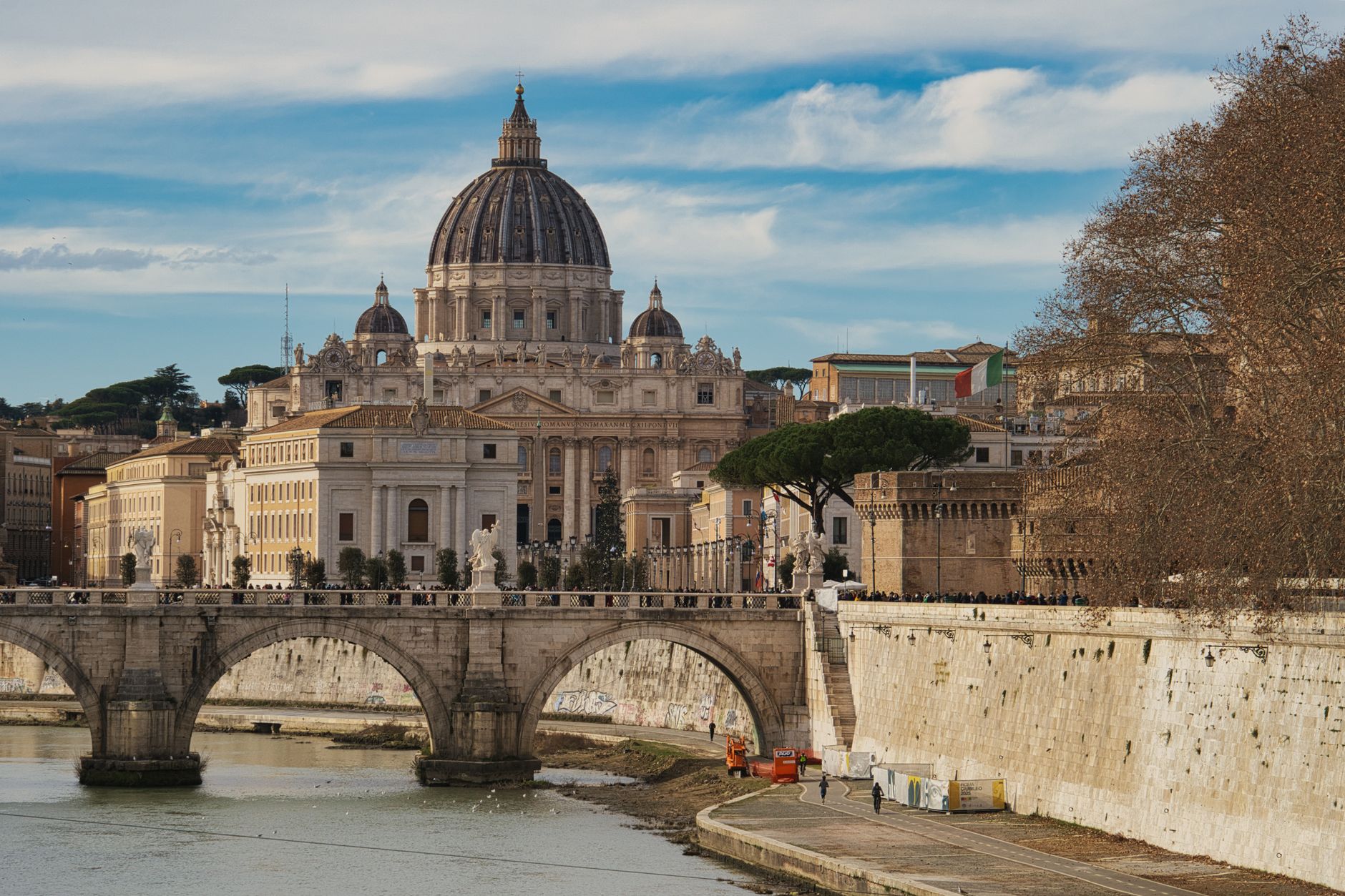 Colosseum and Roman Forum at golden hour in Rome, Italy