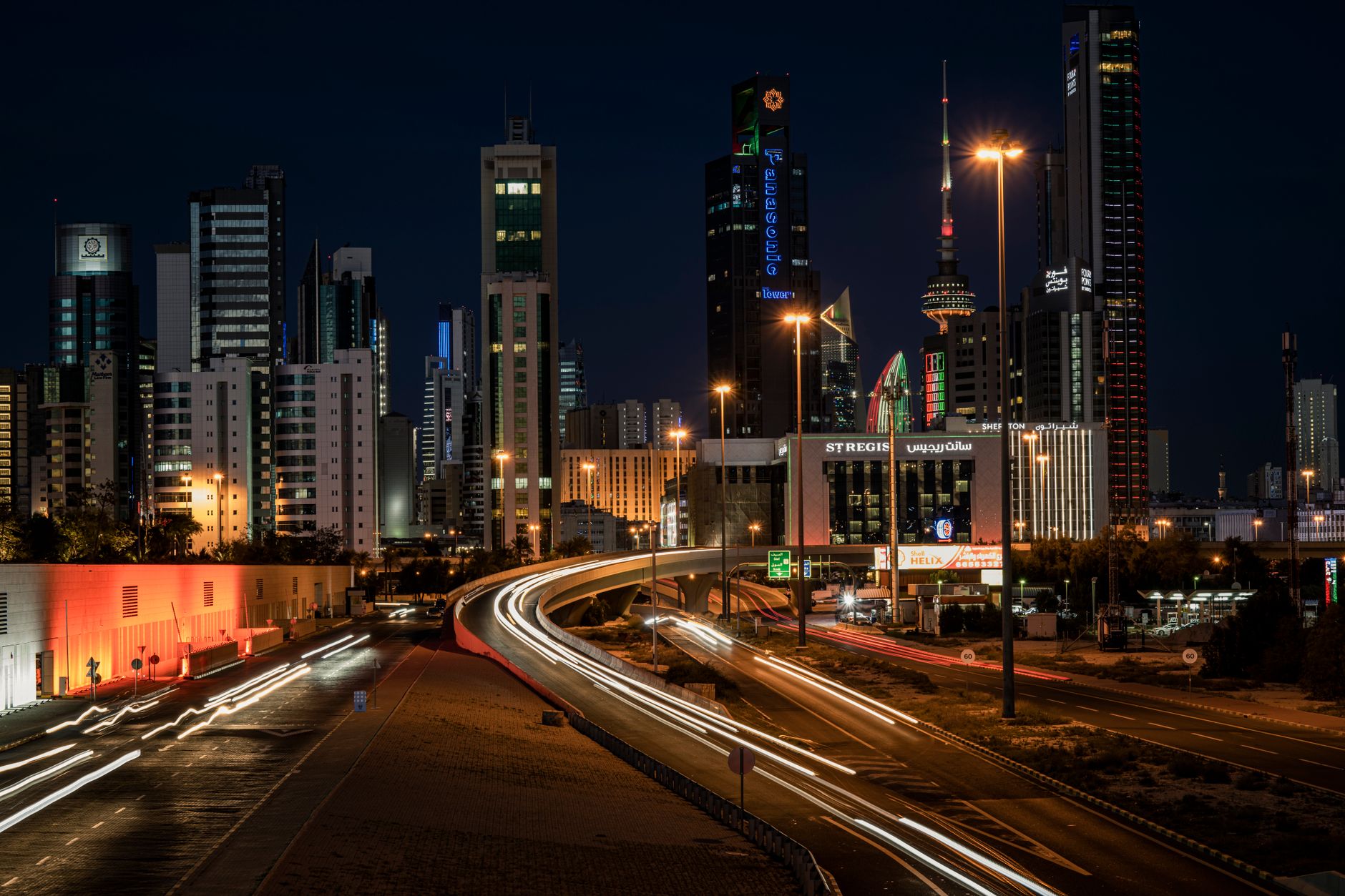 Kuwait Towers and Gulf coastline in Kuwait City