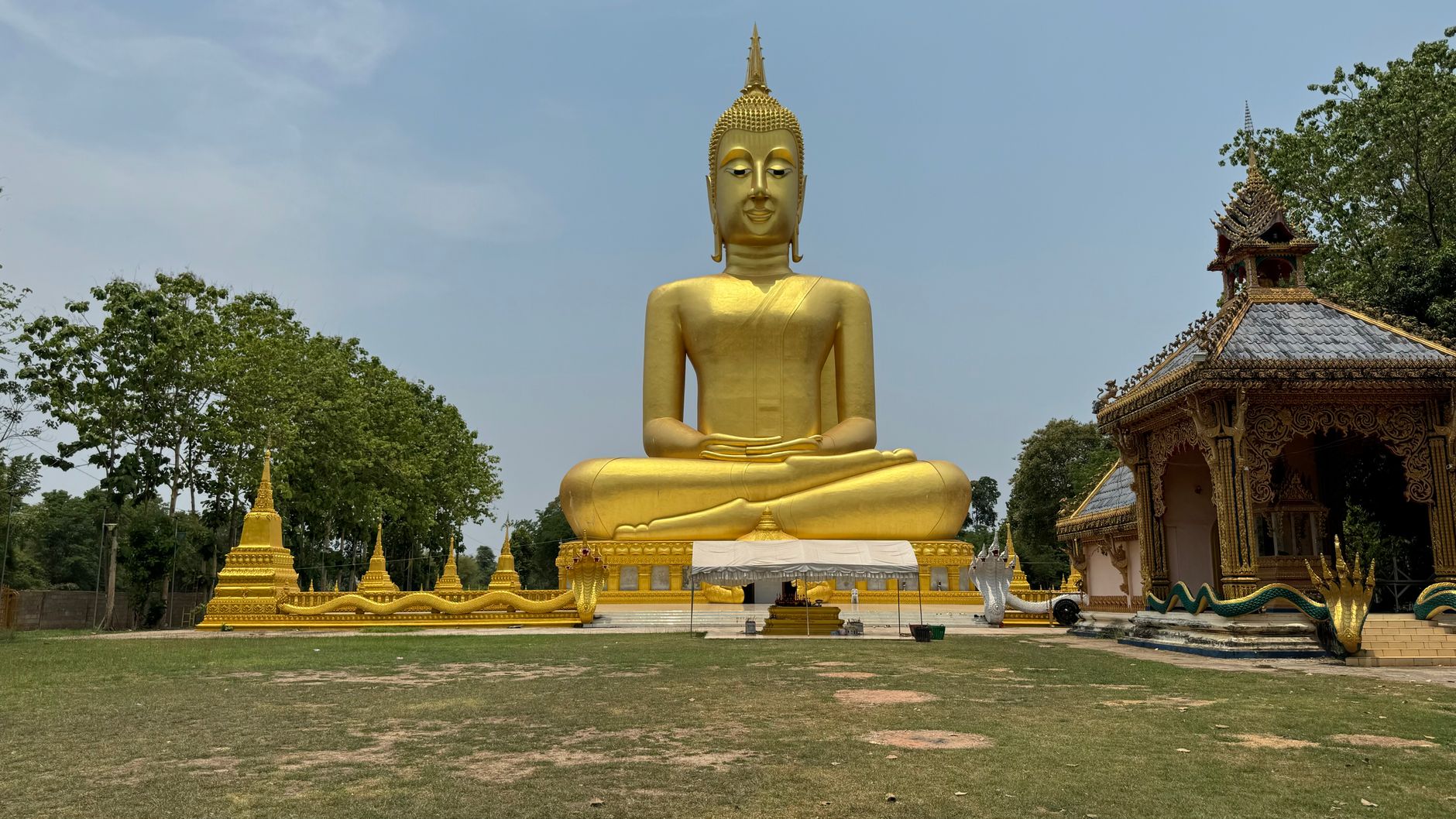 Mekong River and golden temples in Luang Prabang, Laos