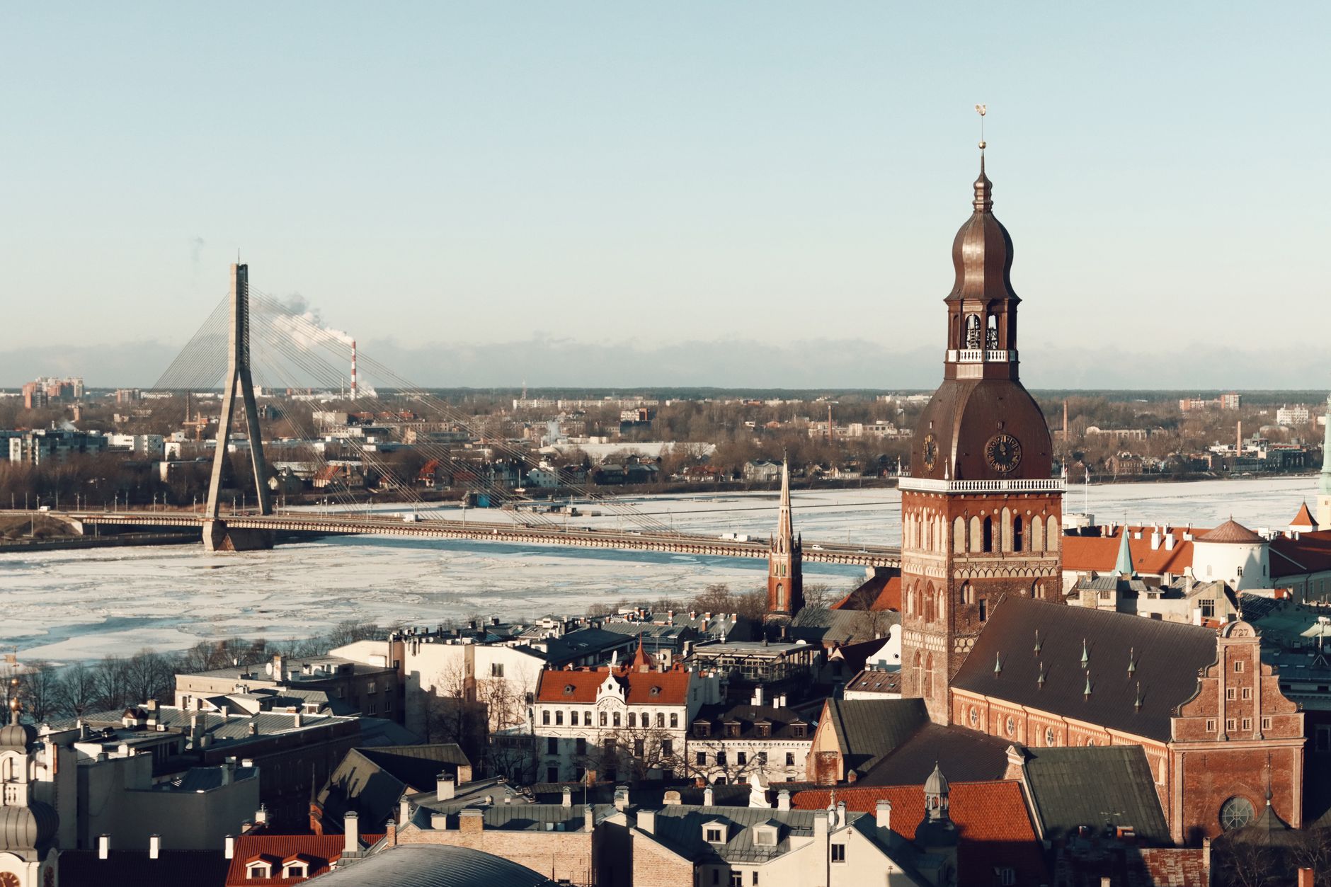 Art Nouveau architecture and Riga old town skyline, Latvia
