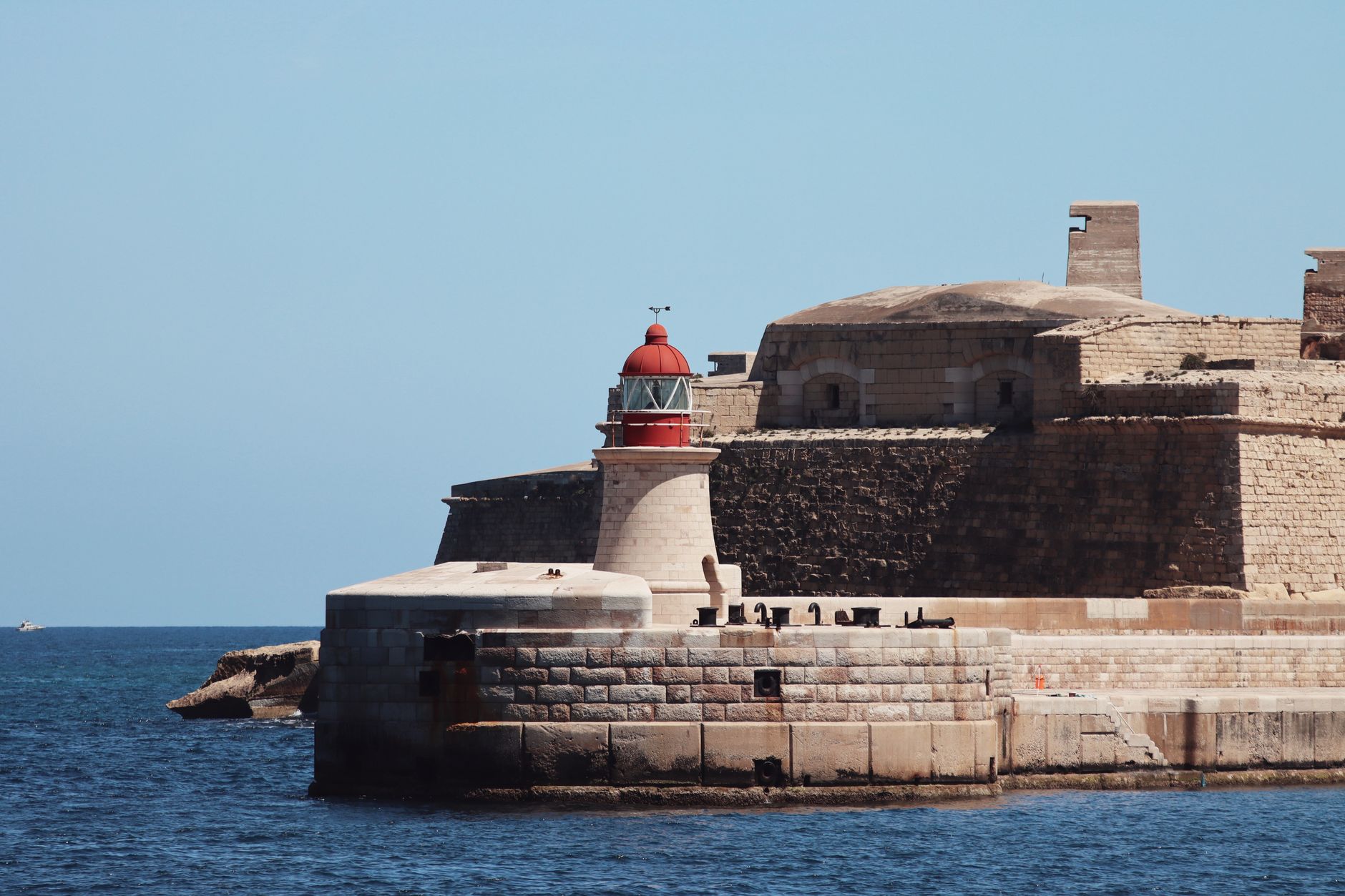 Valletta harbour with historic fortifications and church domes, Malta