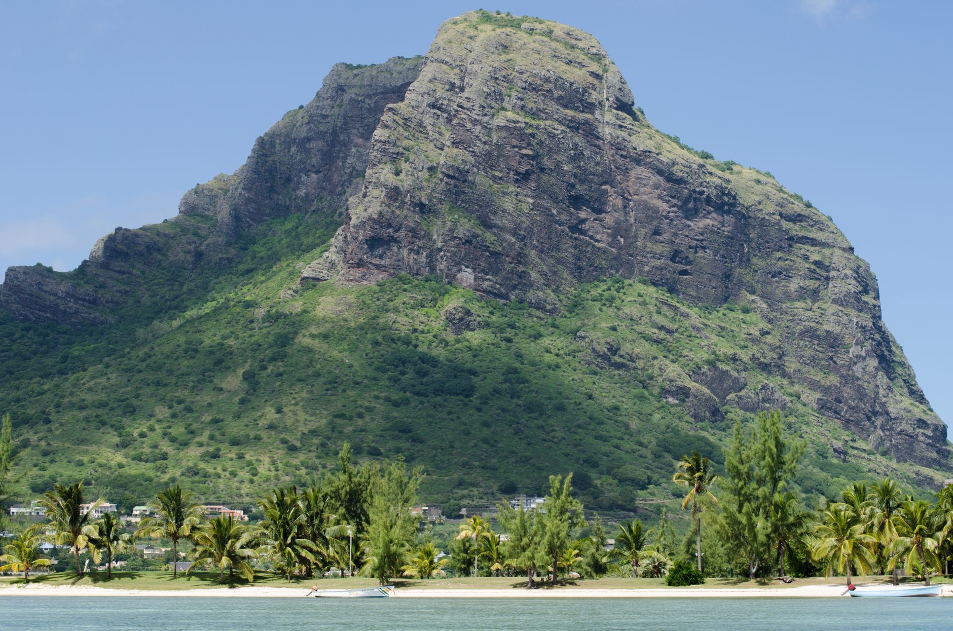 Turquoise lagoon and luxury resort beach in Mauritius