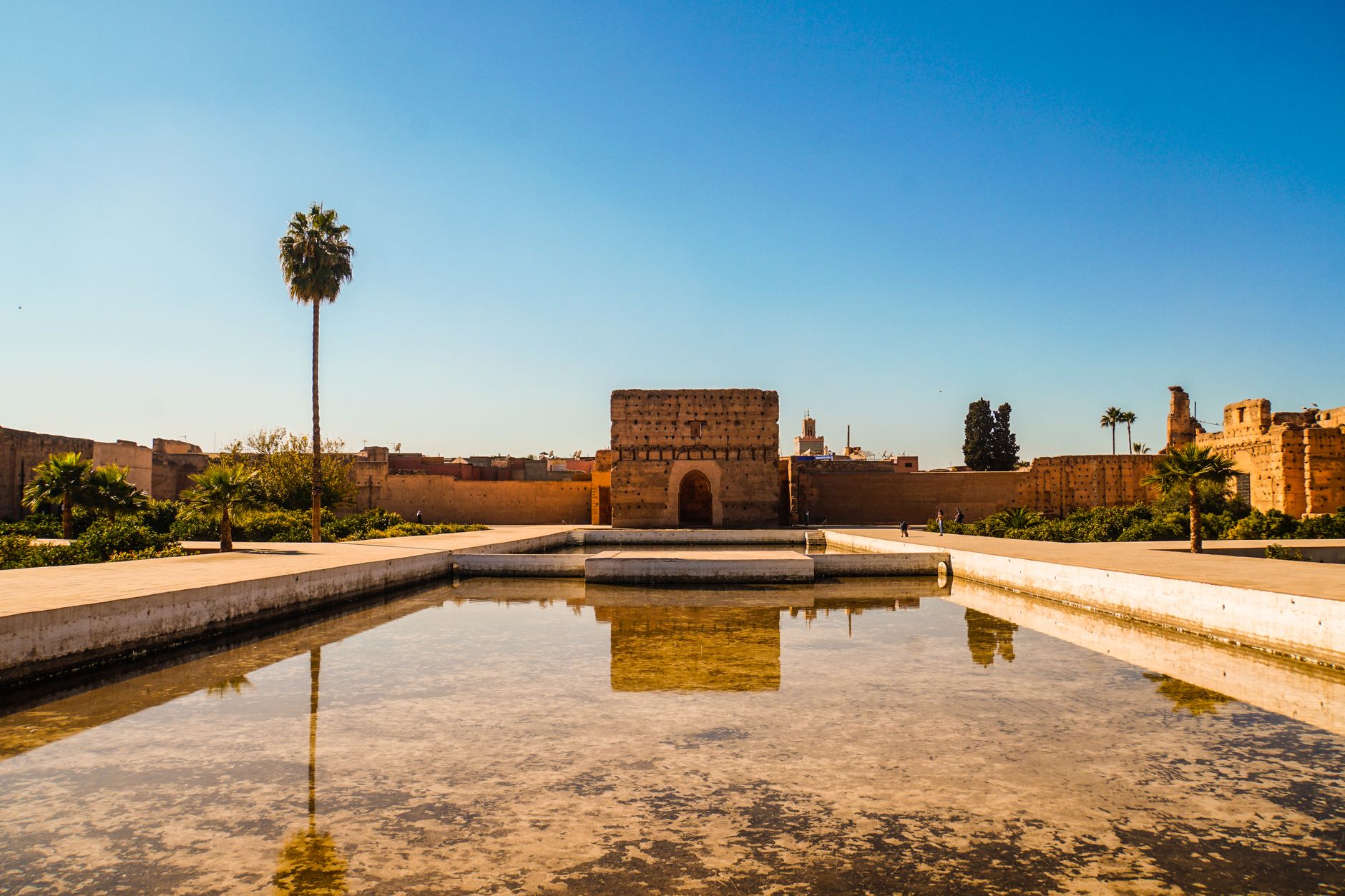 Jemaa el-Fna square and Koutoubia minaret at dusk in Marrakech, Morocco
