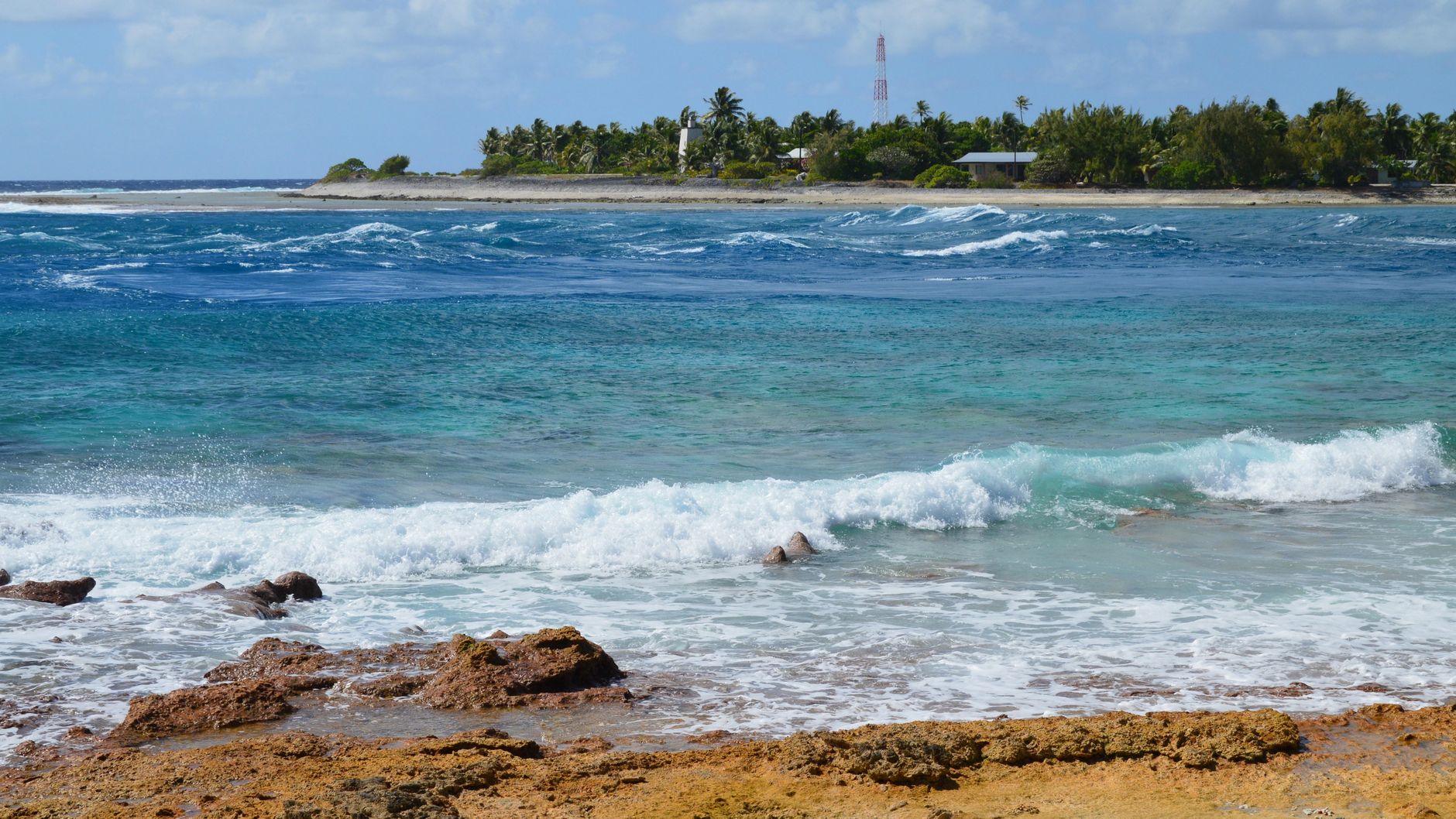 Phosphate mining landscape and Pacific Ocean coastline of Nauru