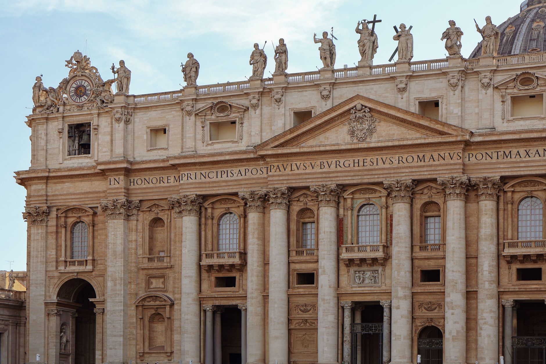 St. Peter's Basilica dome and Square in Vatican City
