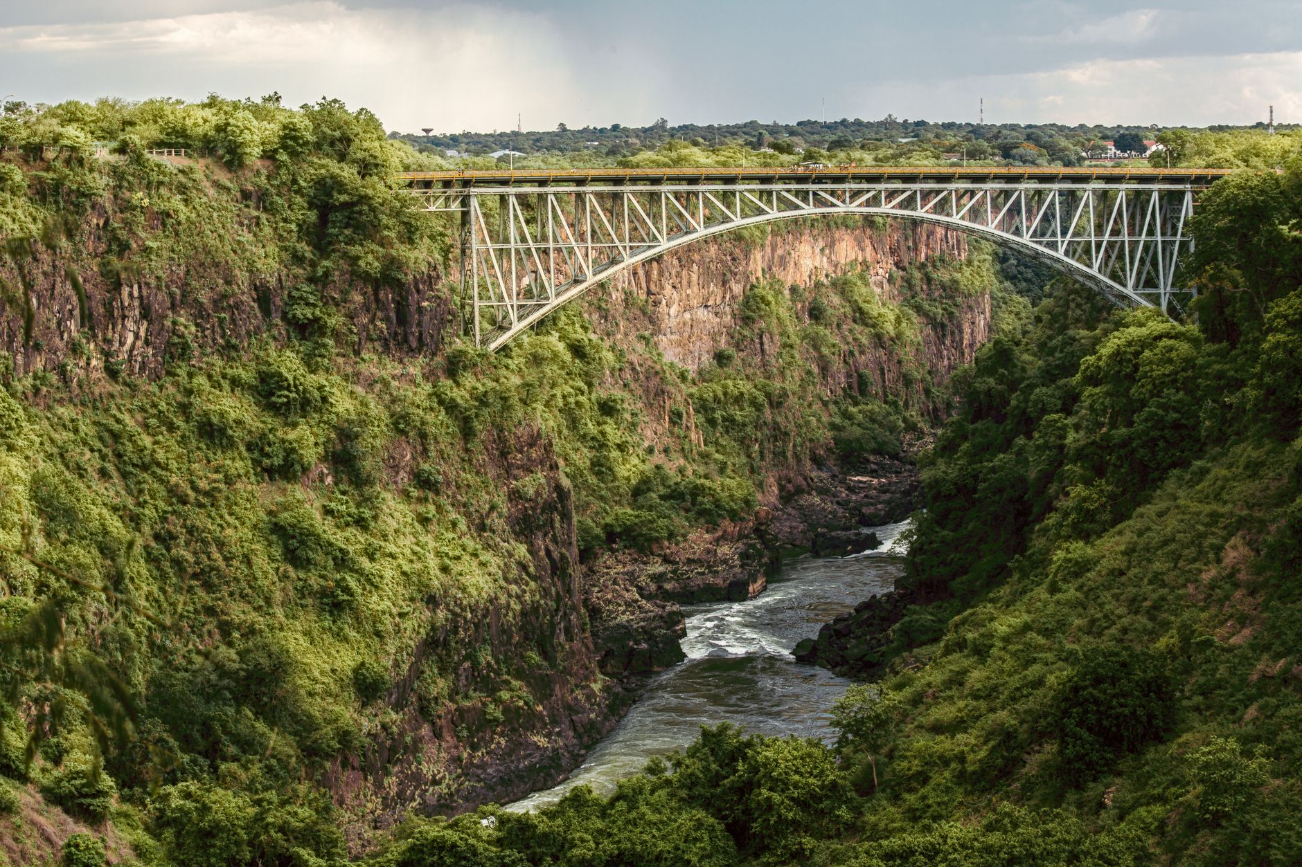 Victoria Falls thundering waterfall on the Zambezi River, Zimbabwe